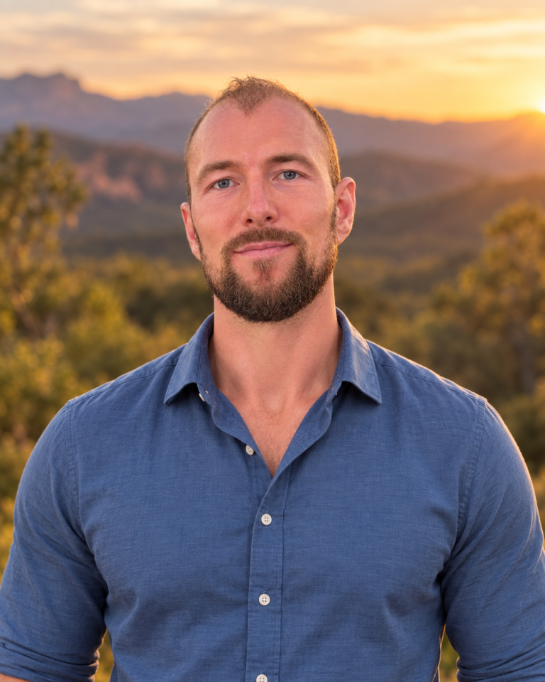 Aubrey Falconer outdoors at sunset